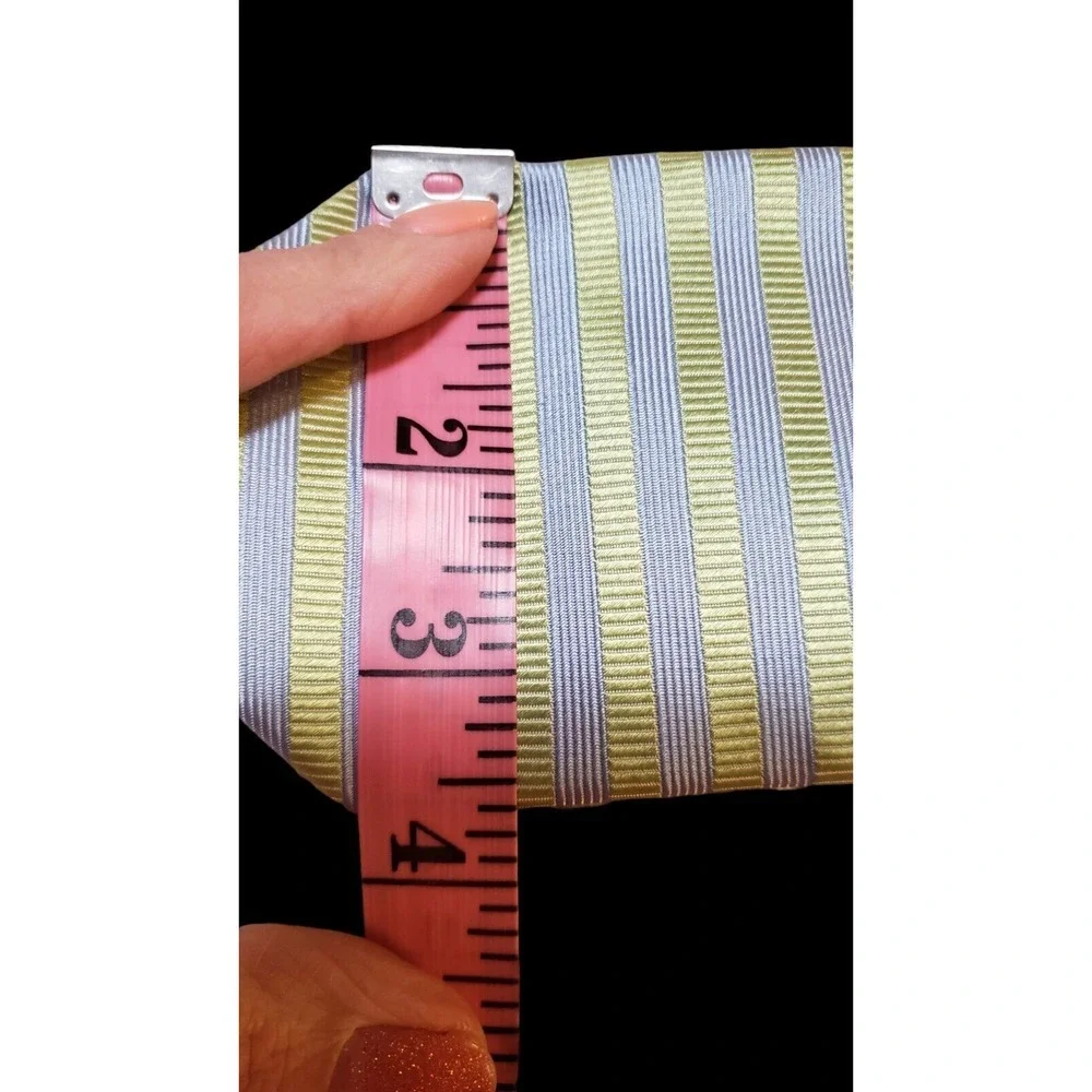 Gianni‎ Long Made In Italy Tie Hand Made 100% Silk Yellow Striped Necktie